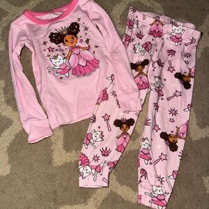 Playful Pink Pajama Set with Ballet Motifs
